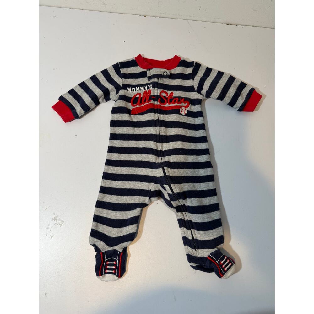 carters "mommy's all-star" baseball one piece sleeper pajamas 3 months